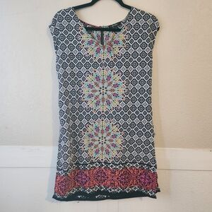 BeBop Women's Black Multicolor Geometric Pattern BOHO Dress SIZE SM